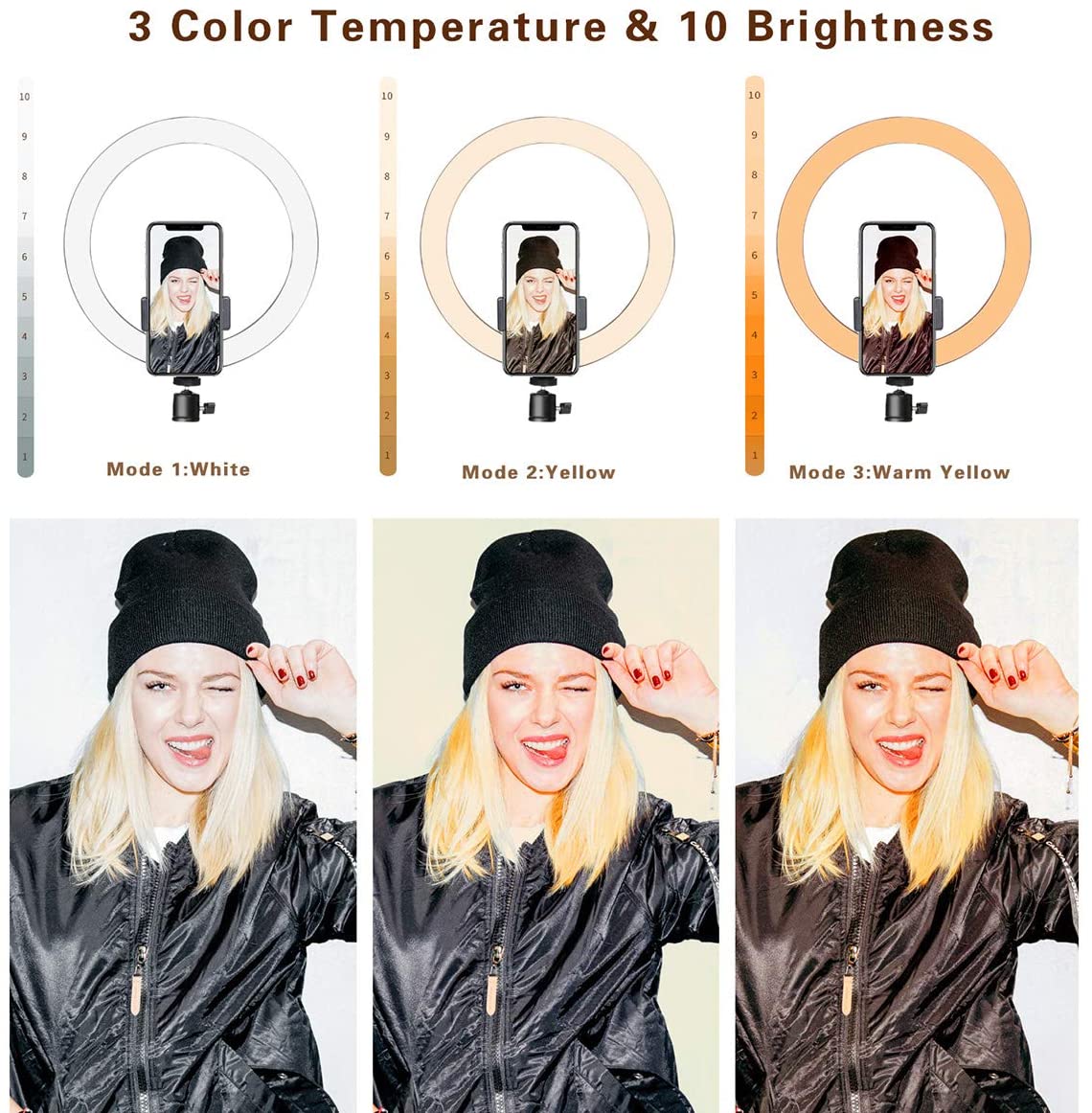Ring Light 10" with 67" Extended Tripod Stand & Phone Holder for YouTube Video Camera Led Ring Light for Streaming Makeup - Image 4