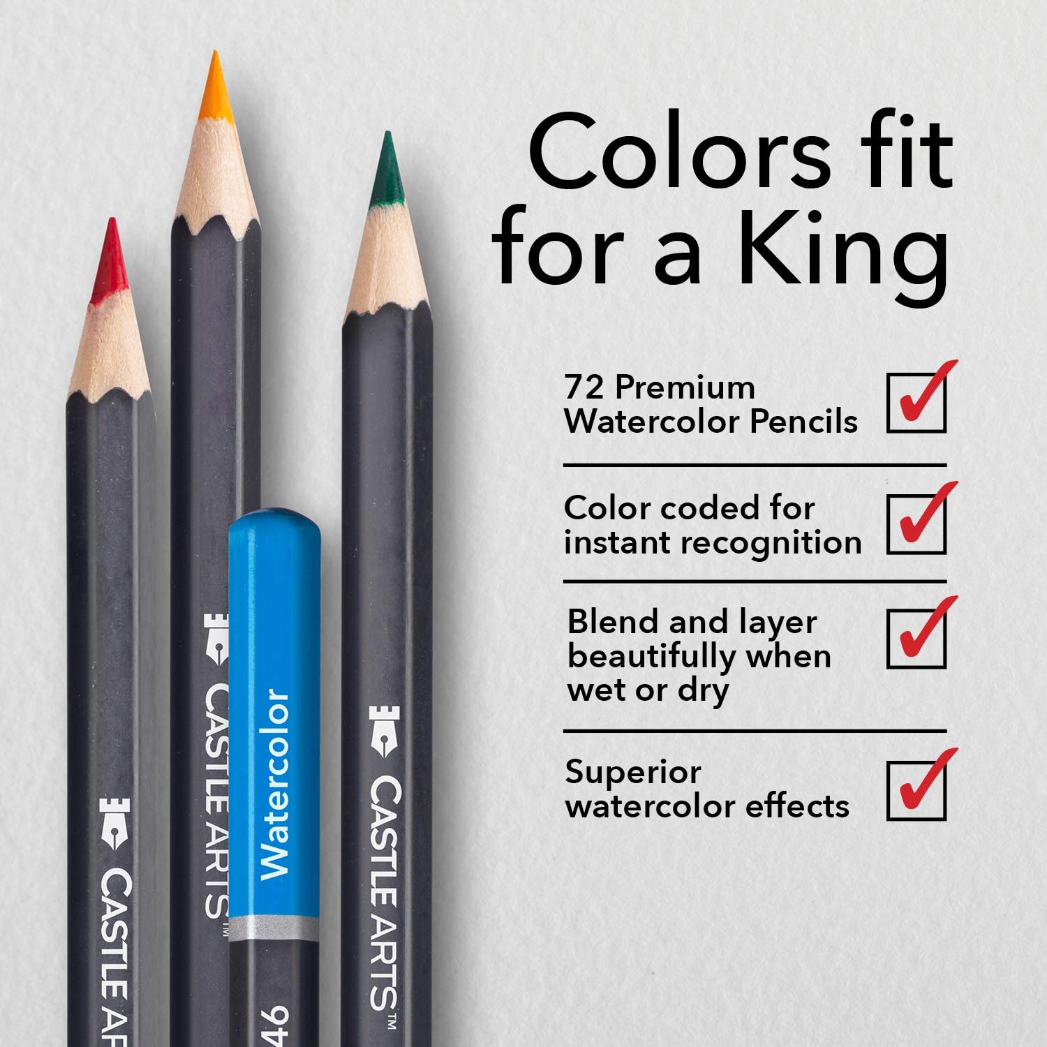 Premium Artist Lead with Vibrant Colors and Beautiful Blending Effects with Water Castle Art Supplies 72 Watercolor Pencils Set for Adults and Professionals