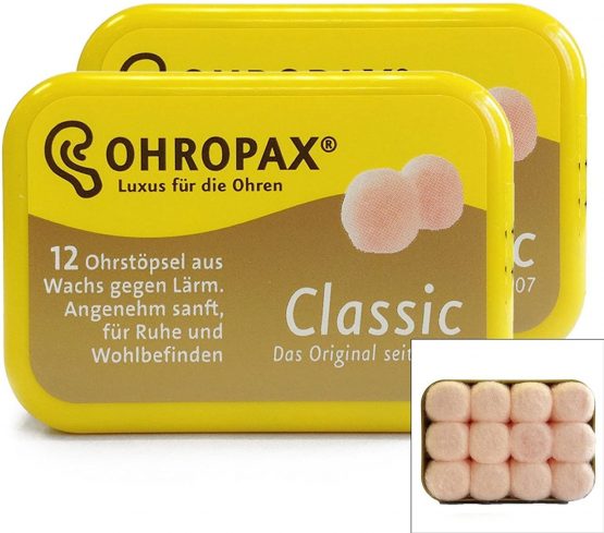 Ohropax Classic Wax Moldable Earplugs 2 Packs (24 Earplugs)