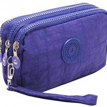 Fueerton Multifunction 3 Layers Zipper Key Card Phone Pouch Coin Money Bag Purse Wallet (Blue)