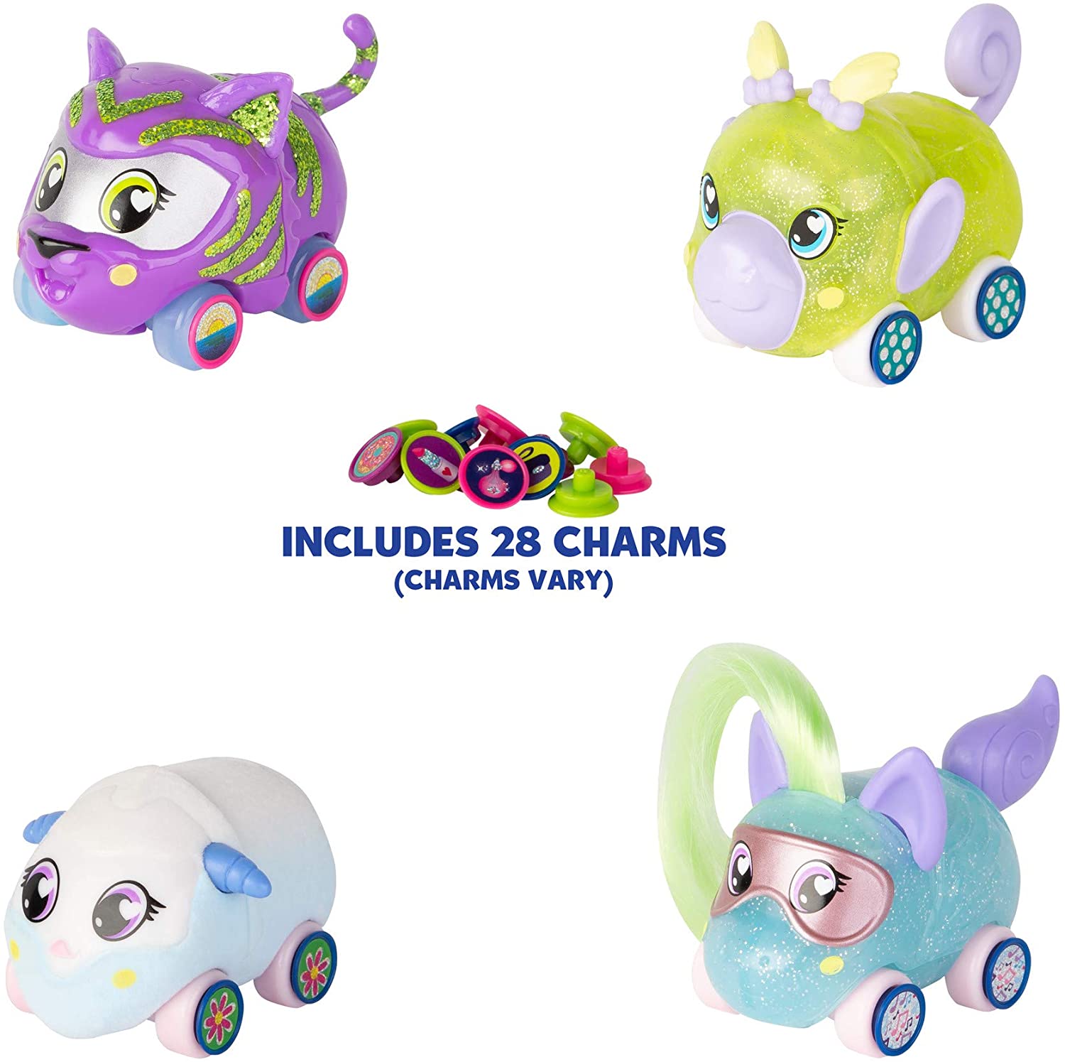 Tomy Ritzy Rollerz 46880 Set of 4 Multi-Coloured Characters, Small Cars to Customize, Includes 28 Collectable Charms - Image 2