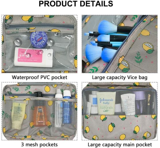 Hanging Travel Toiletry Bag,Wash Bag Portable Make Up Bag for Women,Large Capacity Cosmetic Bag Perfect for Travel/Daily Use - Image 3