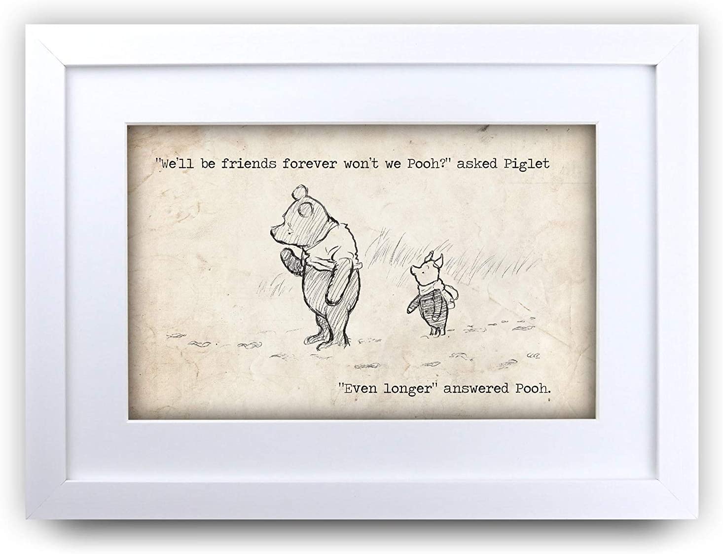 HWC Trading FR Winnie the Pooh Friends Forever A3 Framed Printed Quote Nursery Print Baby Shower Room Gifts New Born Bedroom Gift Print Photo Picture Frame Display