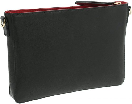 Mala Leather Mason Collection Small Leather Shoulder/Cross Body Bag 7191_27 Black/Red - Image 2