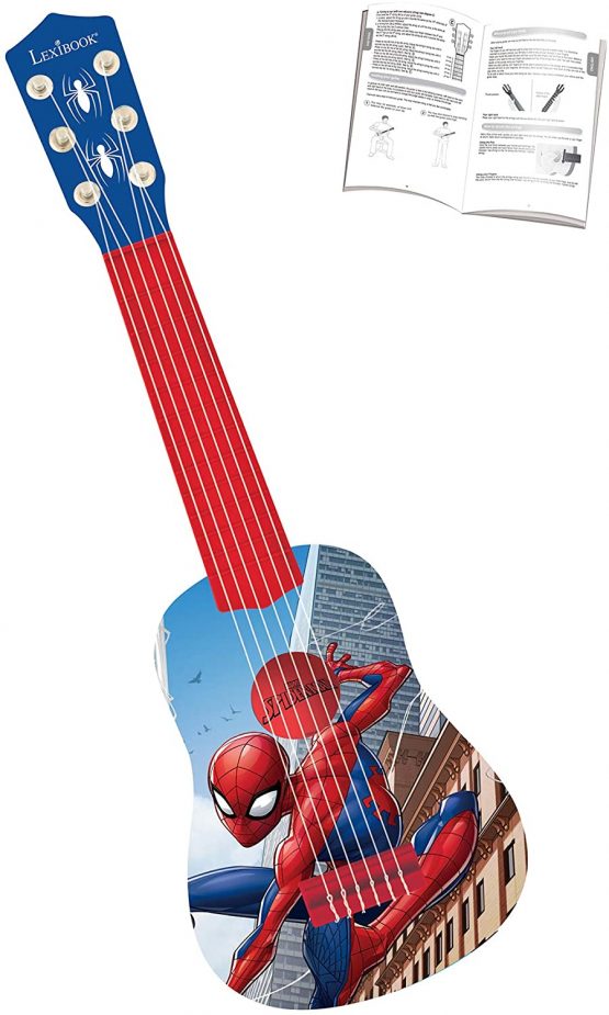 LEXIBOOK K200SP_01 Marvel Spider-Man Peter Parker My First Guitar, 6 Nylon Strings, 53 cm, Learning Guide Included, Blue/red - Image 2