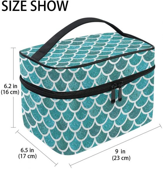 Moyyo Mermaid Scales Glitter Fish Hanging Makeup Bag Large Cosmetic Case Cosmetic Organizer Cosmetic Beauty Bag Travel Makeup Case Toiletry Organizer Bag Makeup Bags for Teenage Girls Kid Women - Image 2