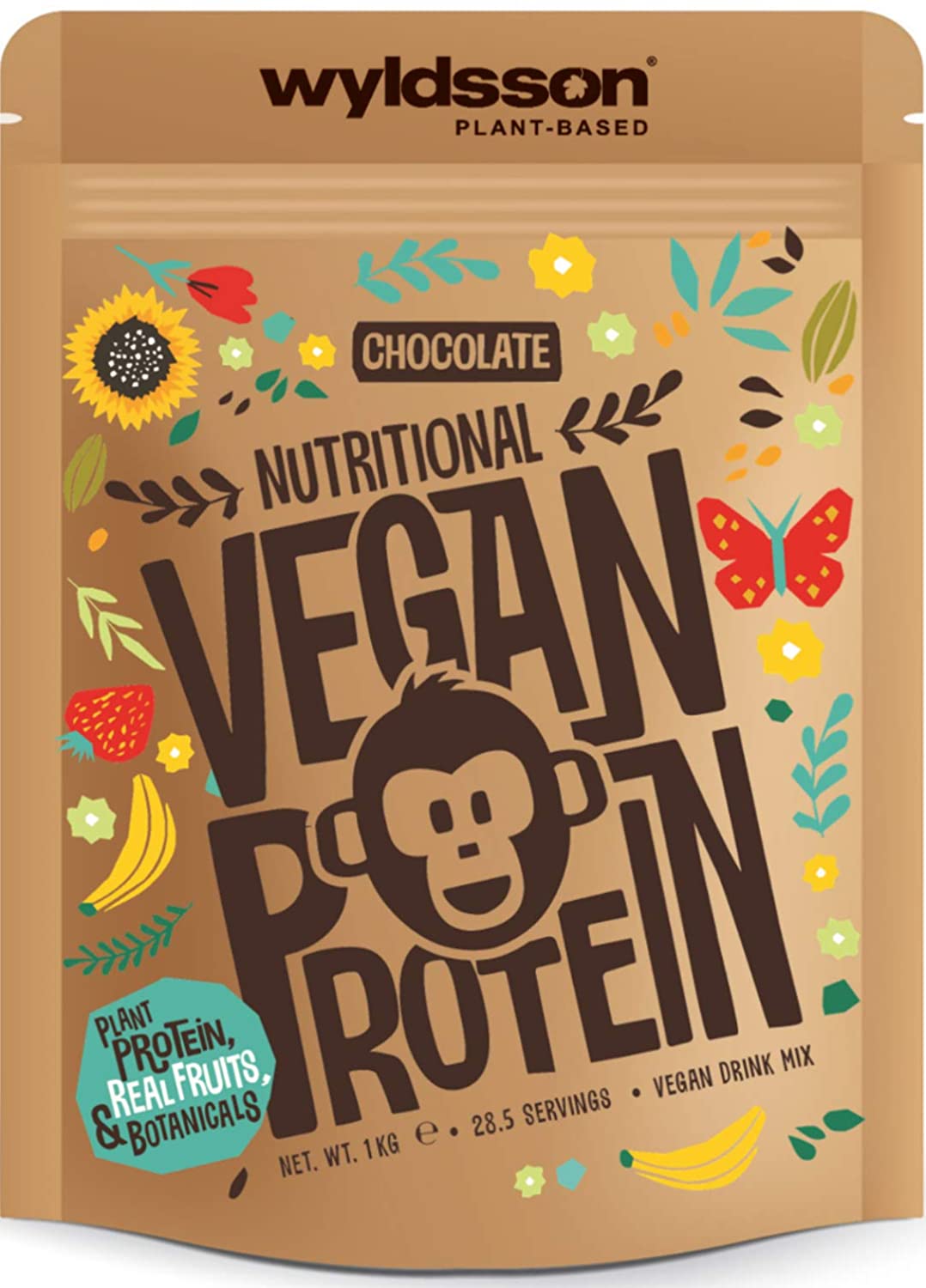 Vegan Protein Powder (1kg), 28 Servings, EarthChamp by Wyldsson, Plant Based Chocolate Protein Powder Shake, Dairy Free