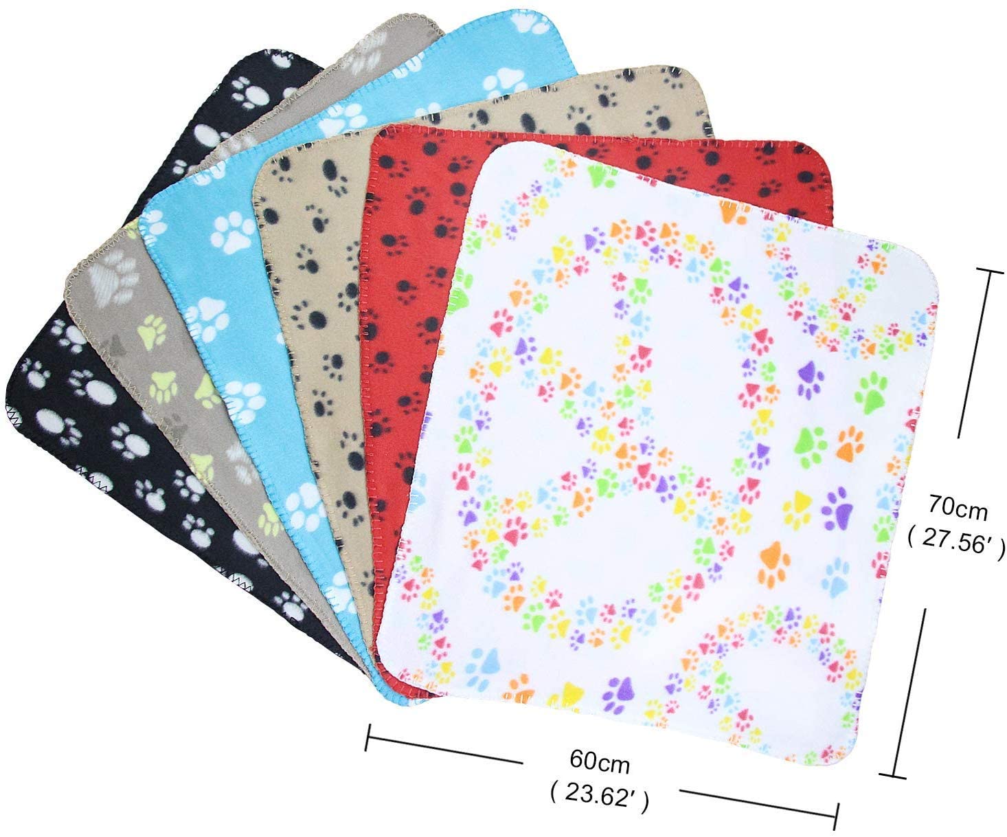 YIQI paw print pet blanket for dog or cat soft finish, heavy duty winter blanket, fleece blanket cosy cat bed - Image 3