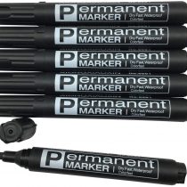 6 Black Permanent Markers Bullet Tip Good Quality Good Price Brand New