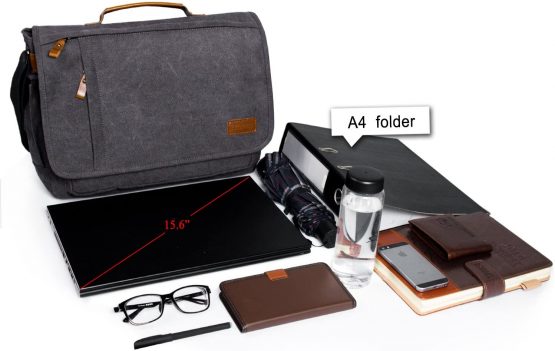 Estarer Mens 15-15.6 inch Laptop Bag Computer Messenger Satchel Briefcase Work Shoulder Bag Grey - Image 2