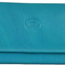 Ladies Soft Real Nappa Leather Long Flap-over Purse with Inner Flap pockets (Lilac/Dark Brown/Mid Brown/Navy/Turquoise/Black)