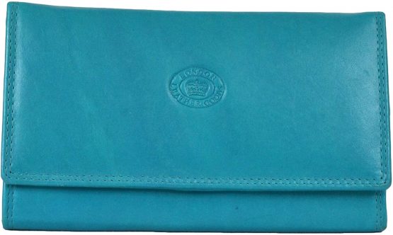 Ladies Soft Real Nappa Leather Long Flap-over Purse with Inner Flap pockets (Lilac/Dark Brown/Mid Brown/Navy/Turquoise/Black)