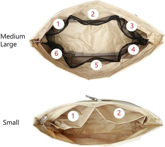Bag Organiser Insert Handbag, Expandable Purse Organiser Zipper Closure, Waterproof Nylon - Image 4