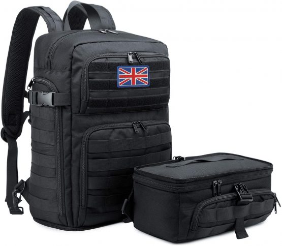 BERTASCHE Mens Backpack Tactical Laptop Bag w/Lunch Pouch for Police Weekend Work School Army Assault MOLLE Rucksack