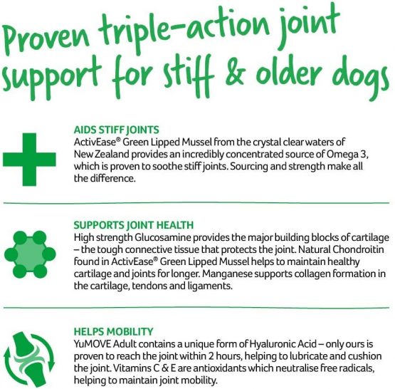 Lintbells | YuMOVE Adult Dog | Hip and Joint Supplement for Stiff Adult Dogs, with Glucosamine, Chondroitin, Green Lipped Mussel | Aged 6 to 8 | 120 Tablets - Image 4