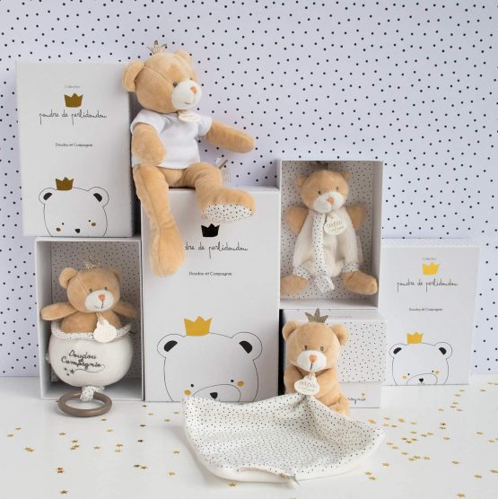 Doudou et Compagnie Bear Small King Cuddly Toy with Dummy Clip, Beige - Image 4