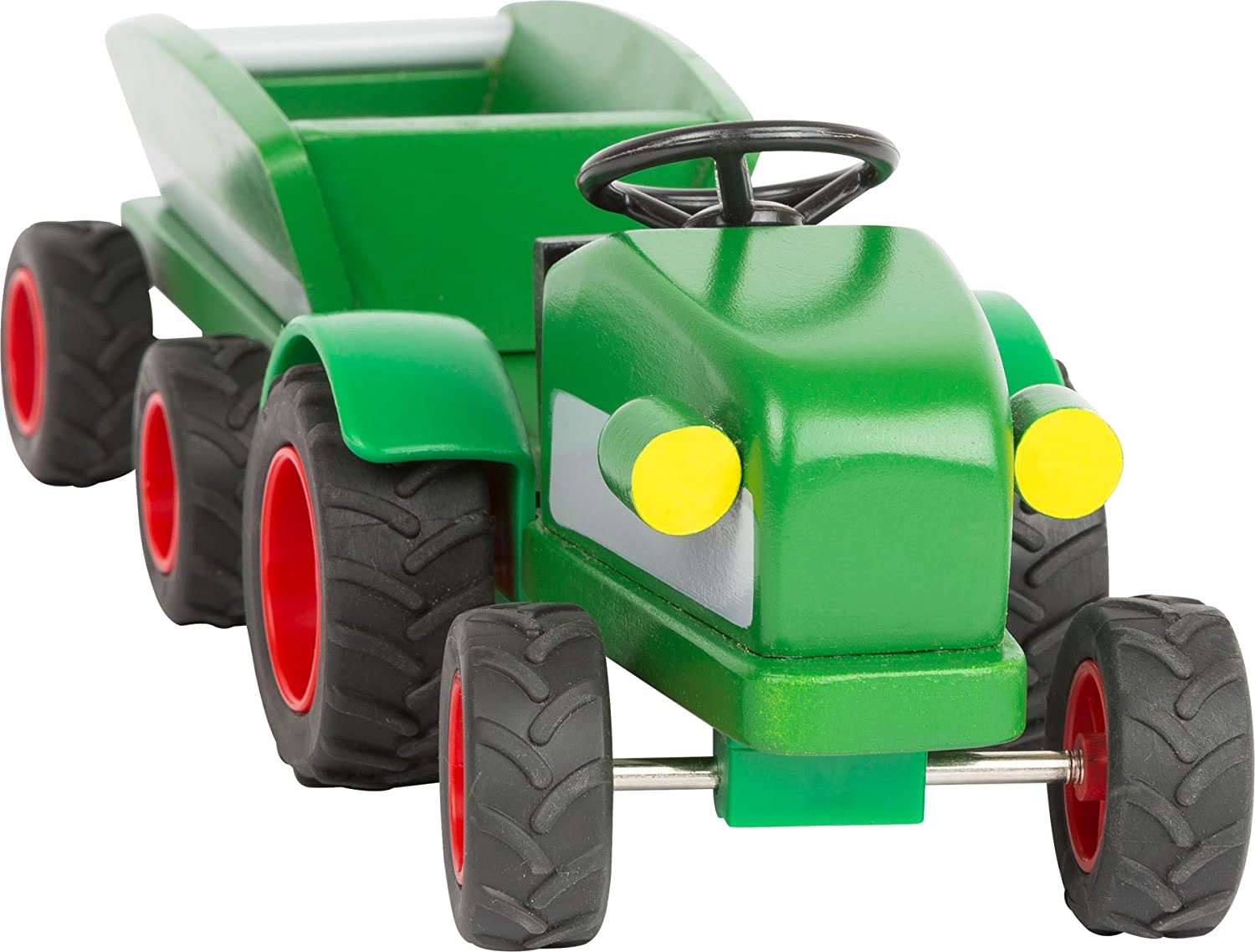 Woodfriends 11006 Tractor of wood, incl. trailer in a beautiful natural green, suitable for farms from 3 years - Image 3