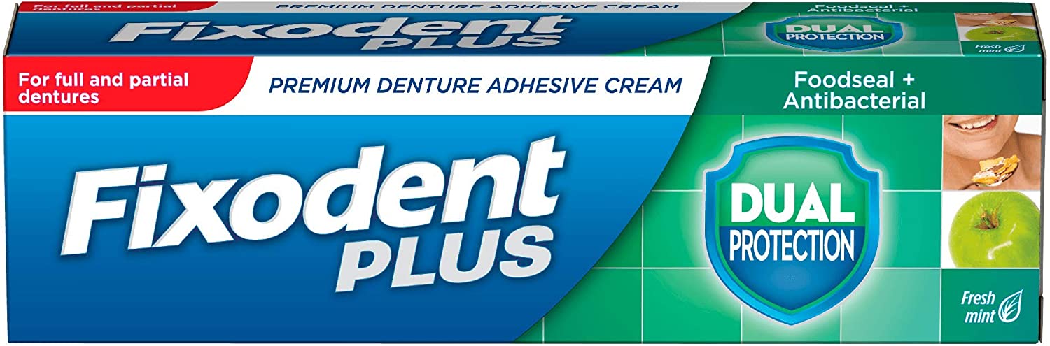Fixodent Plus Food Barrier Denture Adhesive, Fresh Flavour 40g x 3 Multipack, cream, 40 g (Pack of 3) - Image 2