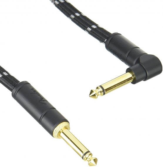 Fender Deluxe Series Instrument Cable - 18.6 ft – STR/ANG – Black Tweed,5.5m,990820079