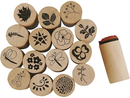 Creativ 28578 Deco Art Stamps, D: 20 mm, Flower and Leaf, 15 asstd, one size