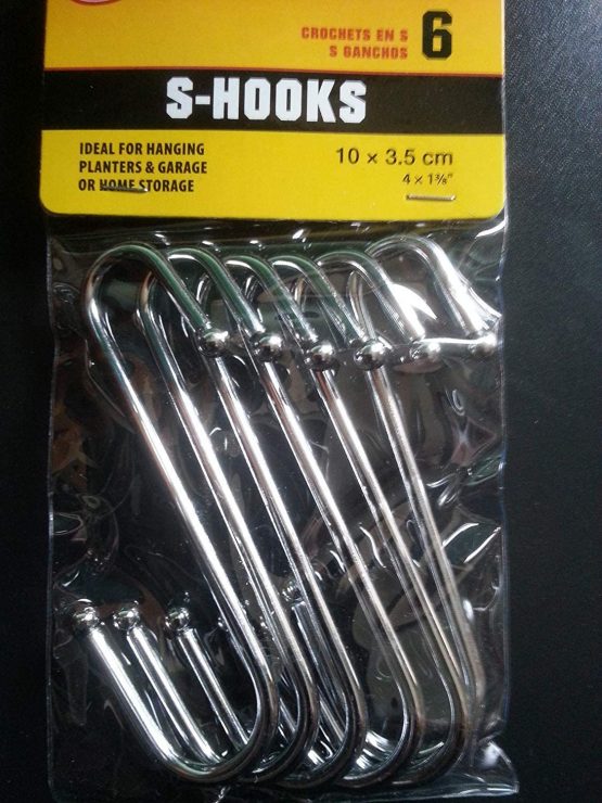 Pack 6 Large Chrome S Hooks With Ball Ends