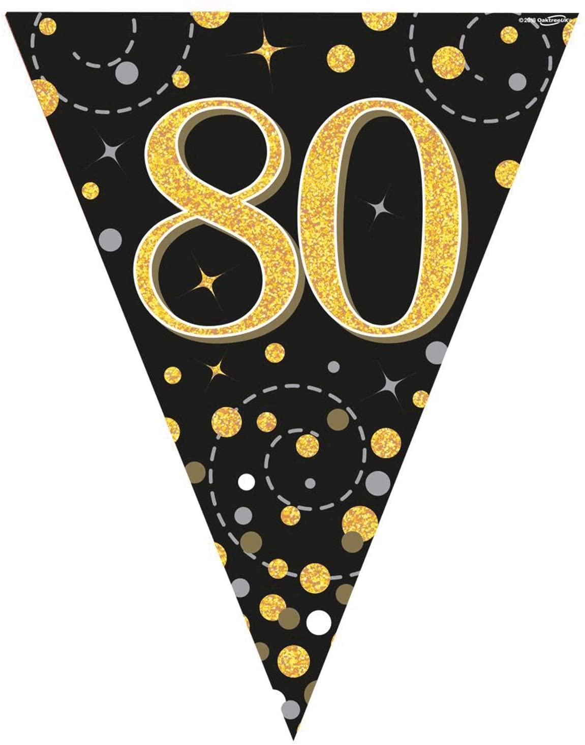 Party Bunting Sparkling Fizz 80 Black & Gold Holographic 11 flags 3.9m