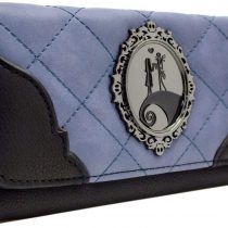 Nightmare Before Christmas Jack & Sally Holding Hands Badge Purple Coin & Card Tri-Fold Purse