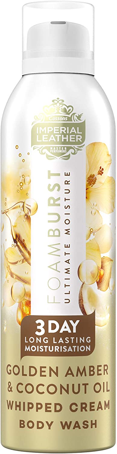Imperial Leather Foamburst Ultimate Moisture Shower Gel, Golden Amber and Coconut Oil Moisturising Whipped Cream Body Wash, Shower Gel 200 ml