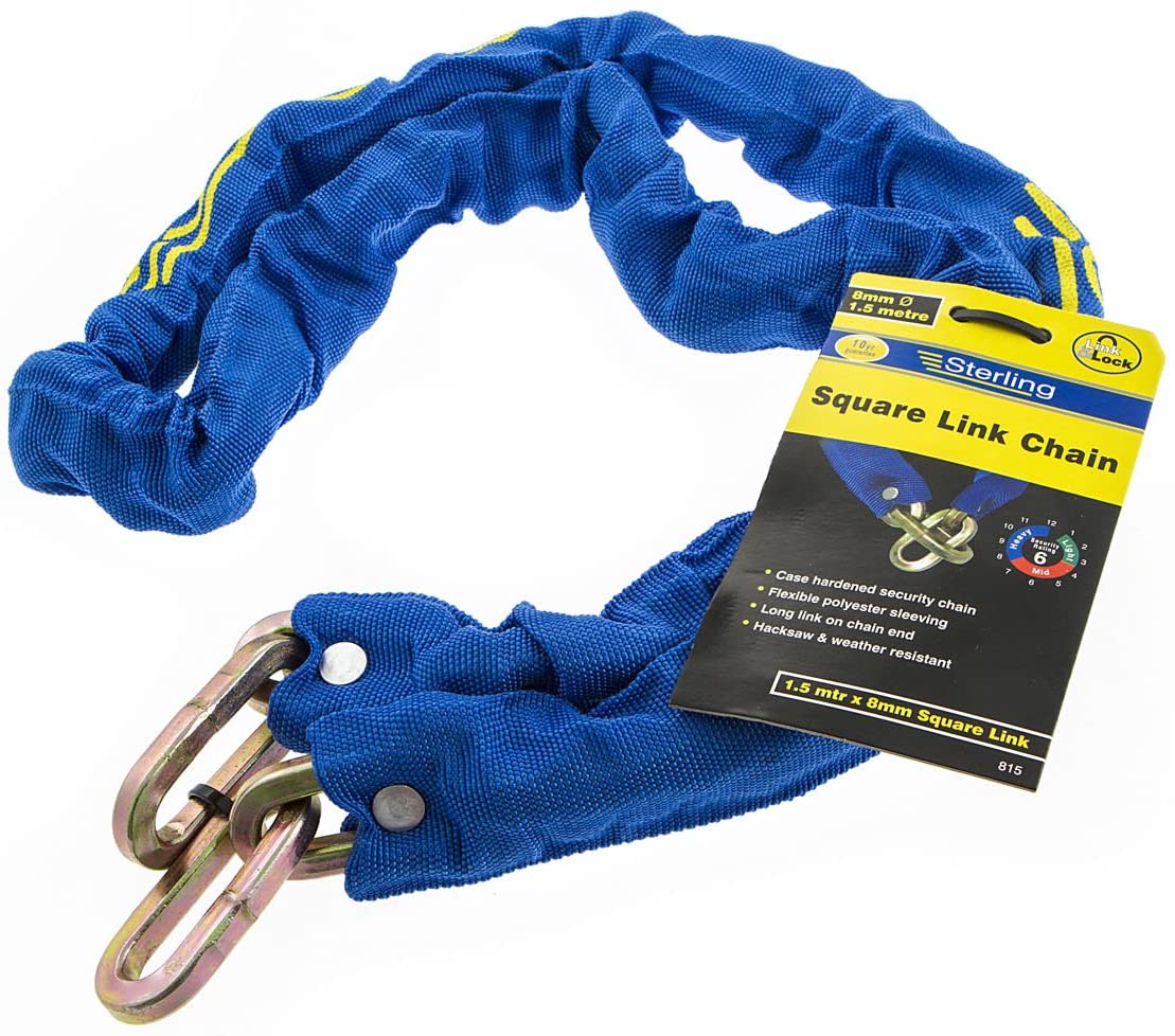 Sterling 815 8mm x 1.5mtr Manganese Square Link Chain, Blue, 1.5 m