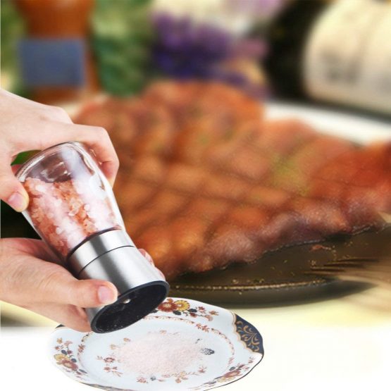 WINSHEA Salt and Pepper Grinder Set – Premium Stainless Steel Salt & Pepper Mill with Glass Body and Adjustable Coarseness, Brushed Stainless Steel Salt and Pepper Shakers - Image 4