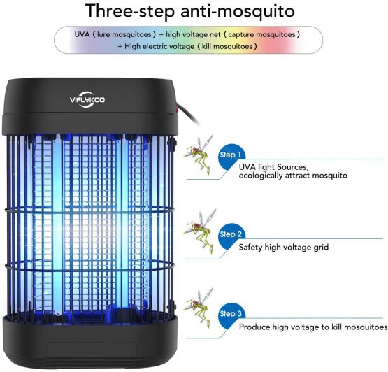 VIFLYKOO Insect Killer, Electric Insect Fly Zapper Bug Zapper 14W (60