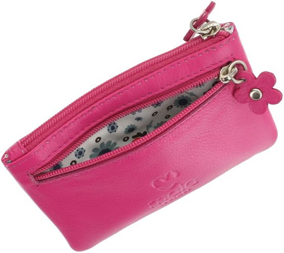 Mala Leather CARA Collection Coin Purse with Keyring 4108_73 Pink - Image 4