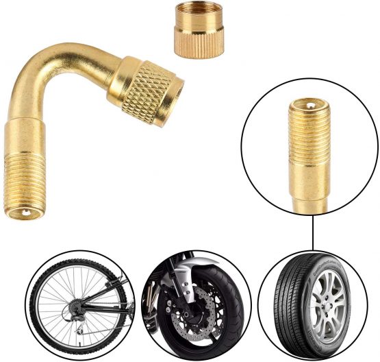 Yizhet 6 Pieces Valve Extenders, Tyre Valve Extension Adaptor, Schrader Valve Extensions 45/90/135 Degree Angled Pump Adapter Bike Tyre Inflator Adaptor for Car Motorcycle Bike Truck (Brass) - Image 4