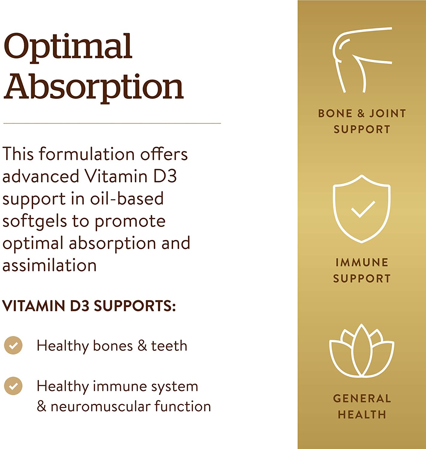 Solgar Vitamin D3 400 IU (10 μg) Softgels, Pack of 100, Cholecalciferol, Keeps Bones and Teeth Healthy - Image 3