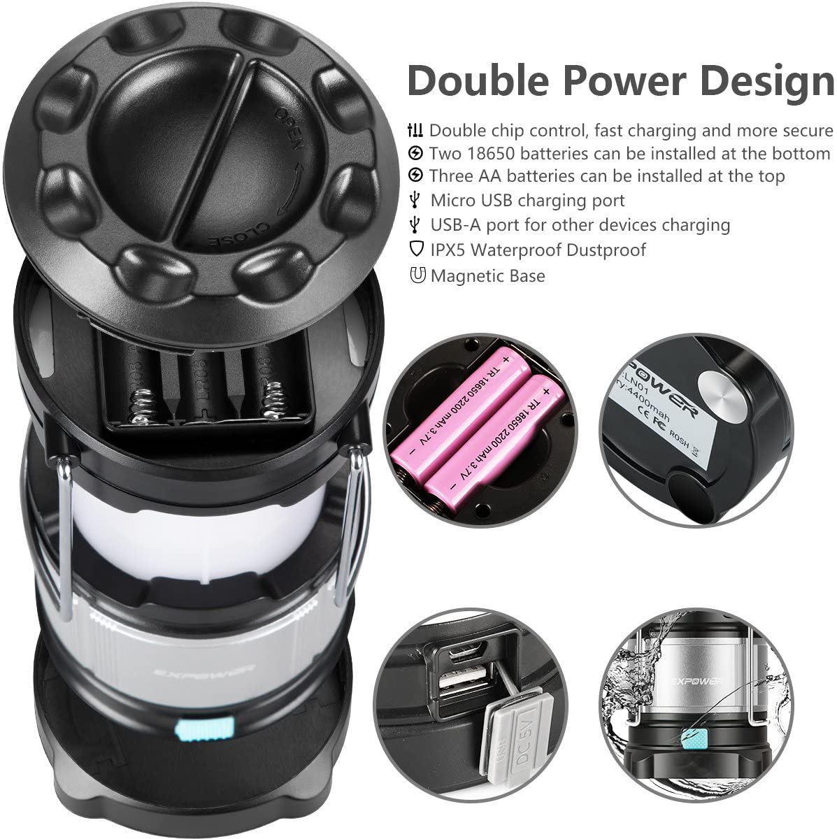 Expower Ultimate Rechargeable LED Lantern and 4400mAh Power Bank - Image 3