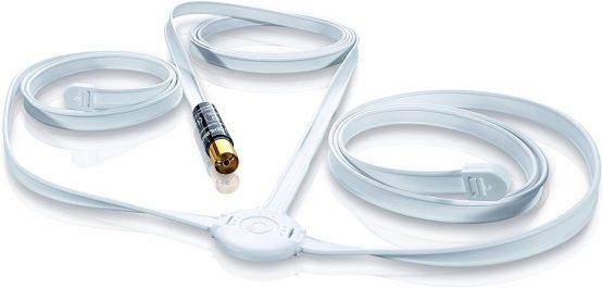 Oehlbach FM Wire Passive FM Aerial for FM/FM Radio Reception - 75 Ohm - Indoor Antenna with Flexible Use & Wall Mounting - White