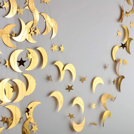 Patelai gold graduation star paper garland banner decoration golden glitter star graduation class of 2020 congrats grad wedding birthday garland hanging festival party decoration (Gold) - Image 3