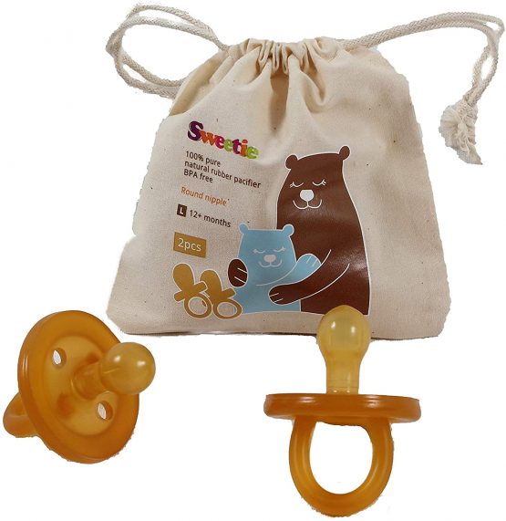 Sweetie Rubber Pacifier Natural Rubber Pacifier Rounded 2 … (Small 0-6)