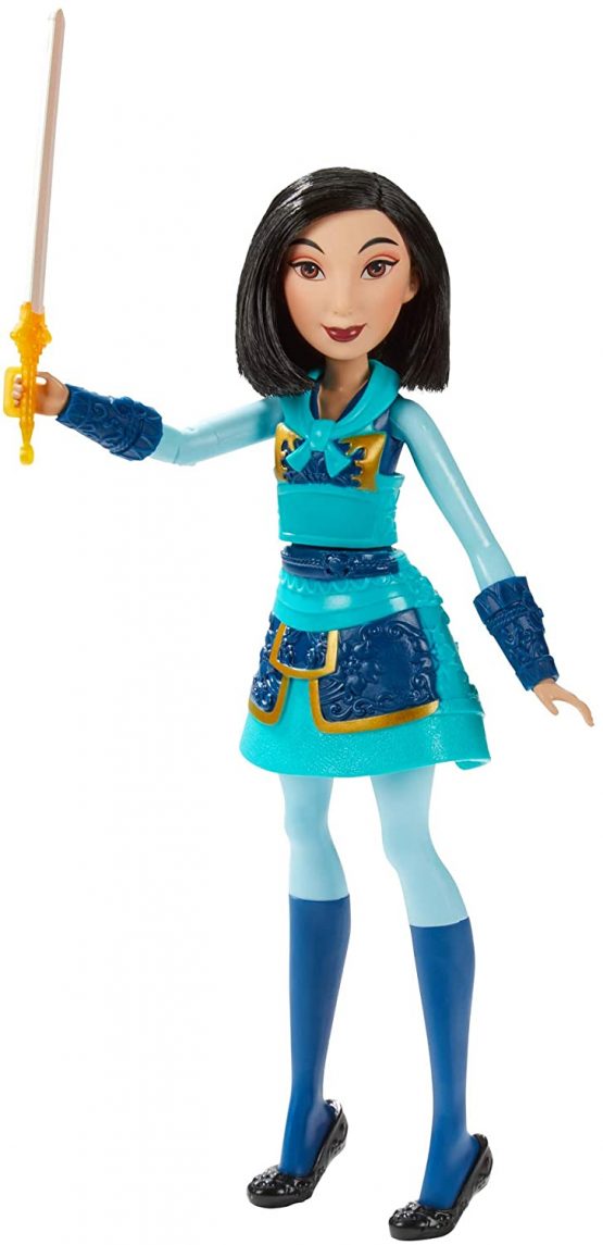 Disney Princess Warrior Moves Mulan Doll with Sword-Swinging Action, Warrior Outfit Mulan Fashion Doll Toy for Children, Blue, E8628 - Image 3