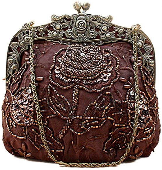 Belsen Women's Vintage Beaded Sequin Flower Evening Handbags