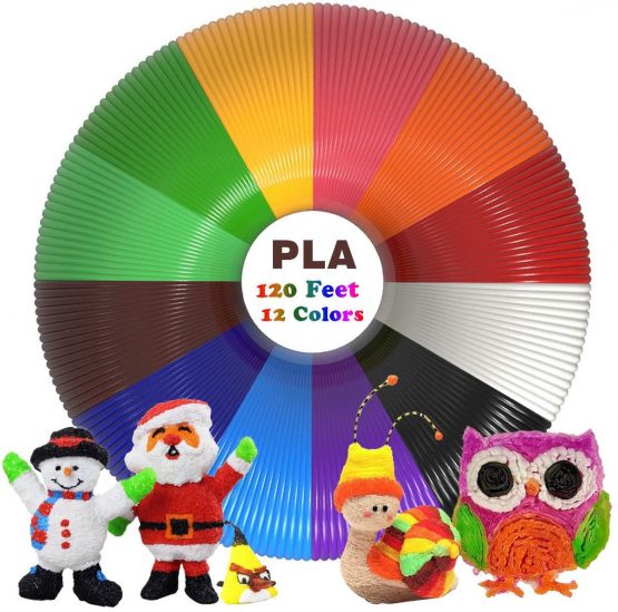 3D Pen Filament Rilitor 3D Pen Printer Filament Refills PLA 1.75mm High Quality 3D Printing Pen Filament (12 Colors, Each Color 10ft)