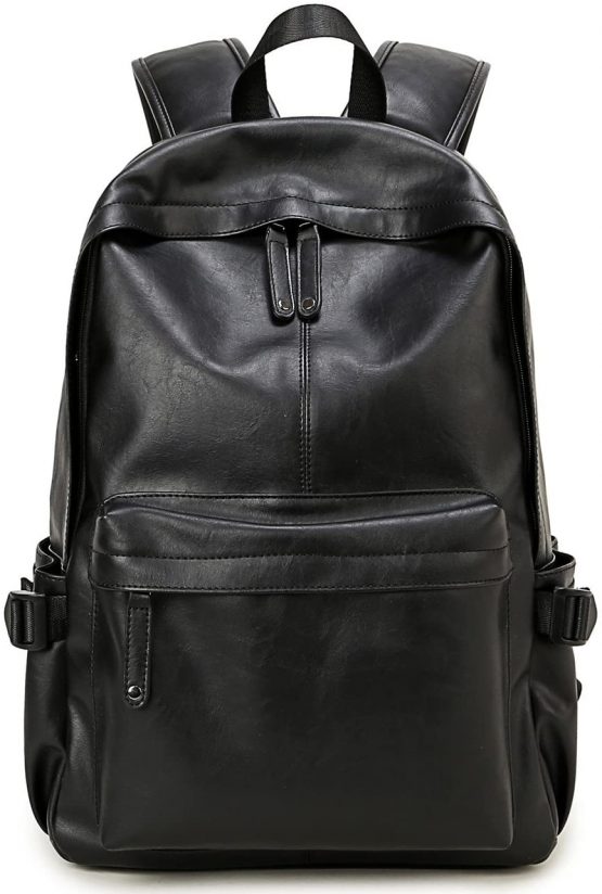 BAOSHA BP-20 Unisex PU Leather Causal Daypack Laptop Computer Bag 15.6 inch College School Backpack Shoulder Bags Outdoor Weekend Travel Rucksack: 32CM x 43CM x 12CM (Black) - Image 2