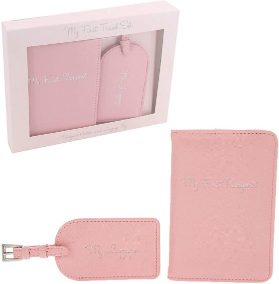 My First Passport Cover & Luggage Tag Travel Set - Pink - Image 2