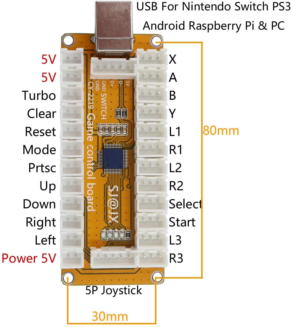 SJ@JX Arcade Game USB Encoder Zero Delay 2 Player Gamepad LED Button Joystick Controller for Nintendo Switch PC PS3 Retropie Raspberry Pi MAME - Image 2