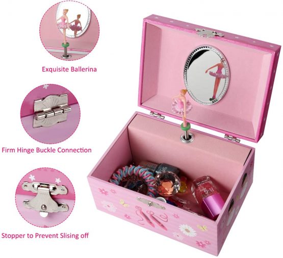 Taopu Keepsake Musical Jewelry Box with dancing Ballerina Girl Music Box Jewel Storage Case for Girls - Image 2