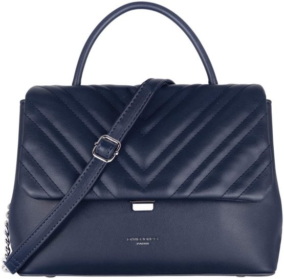David Jones - Women's Crossbody Bag Quilted Flap - Elegant Satchel PU Leather - Chain Shoulder Messenger Bags - Top-Handle Handbag Medium Size - Ladies Fashion Clutch Chevron V Trendy