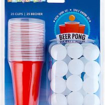 THE TWIDDLERS - 50 Piece Beer Pong Set - 25 Red Paper Cups & 25 Balls