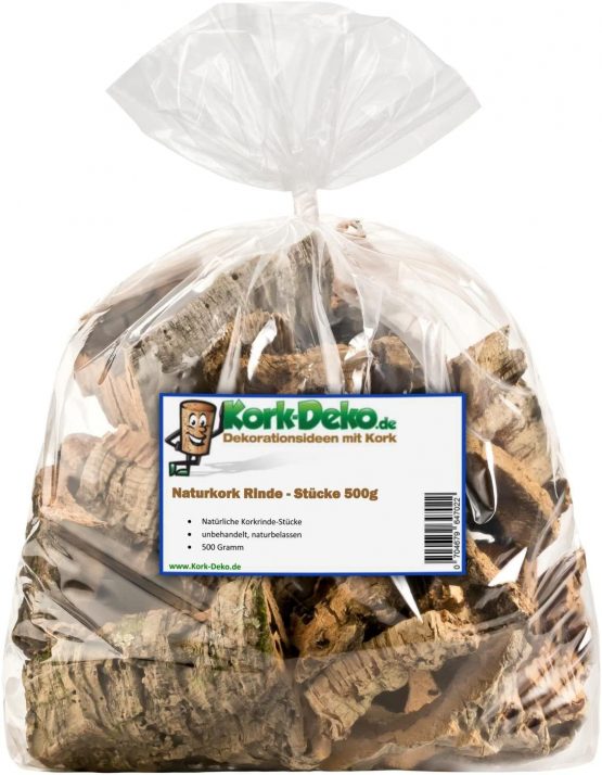 Kork-Deko 500 g of Cork Bark pieces | cleaned & sanitised | (Rodent, Reptile, Decoration, Modelling, Model Railway Scenery) cork wood tree oak