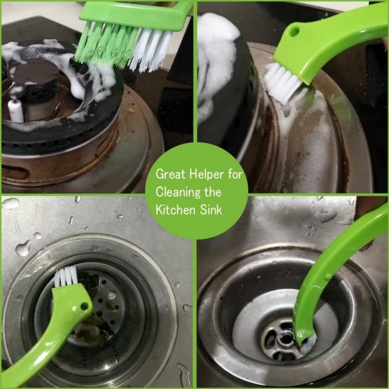 Enyoir Tile Joint Brush 4 in 1 Joint Scrubber Multifunction Kitchen Bathroom Cleaning Brush Grout Mould Cleaner Brush Green - Image 3