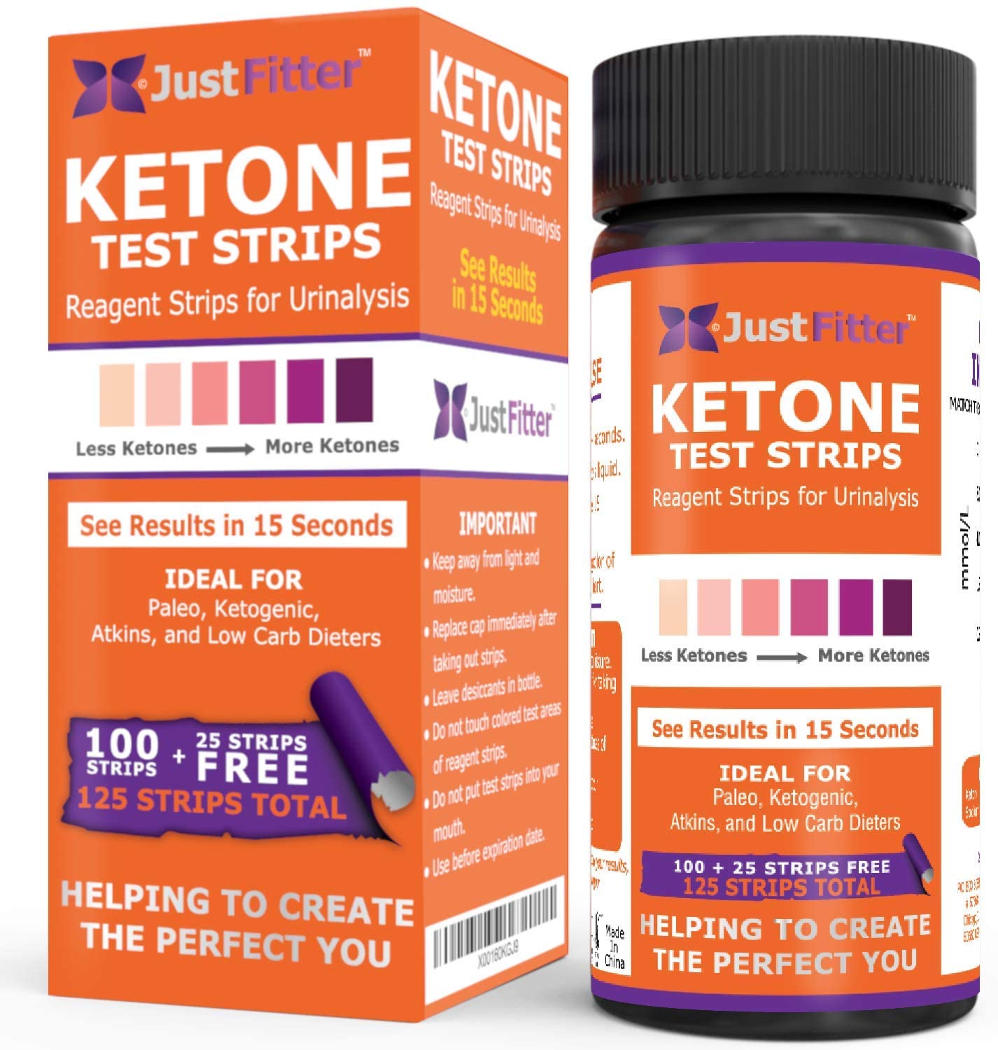 Ketone Keto Urine Test Strips. Look and Feel Great on a Low Carb Ketogenic Diet. Accurately Measure Your Fat Burning Ketosis Levels in 15 Seconds. 125 Strips
